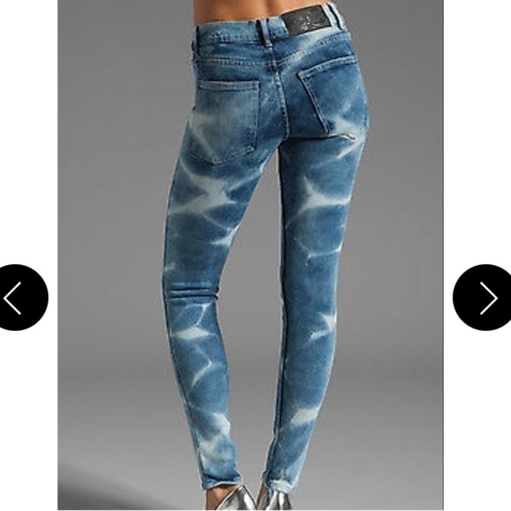 Cheap Monday Bonjour Flame Tie Dye Blue Denim Jeans NWT - Picture 3 of 16